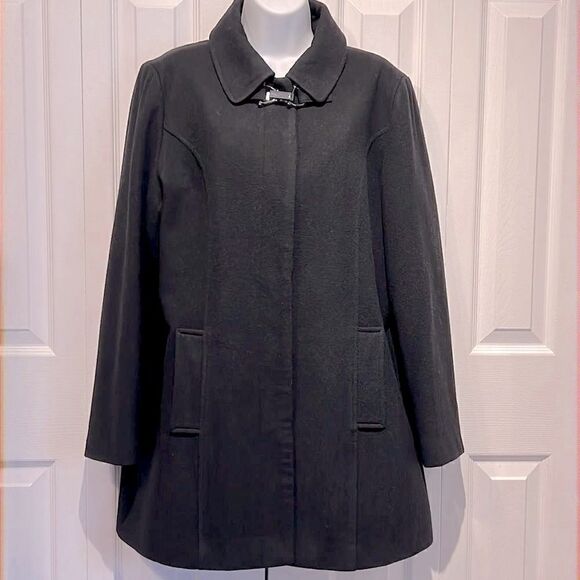 London Fog Jackets & Blazers - Tower‎ By London Fog Black Wool Blend Button Up Car Coat Size L